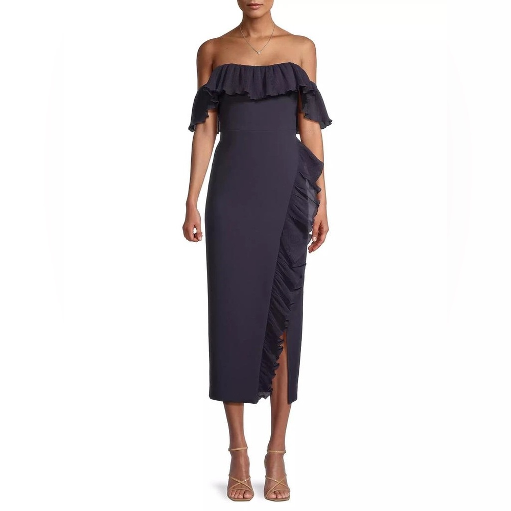 New Off-The-Shoulder Ruffled Midi-Dress